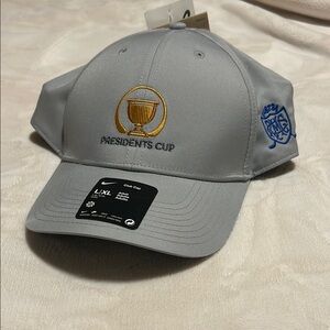 Nike Gray Presidents Cup Hat with Gold and Blue Embroidery